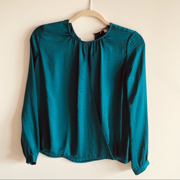 NWT Vince teal draped blouse - Picture 4 of 5